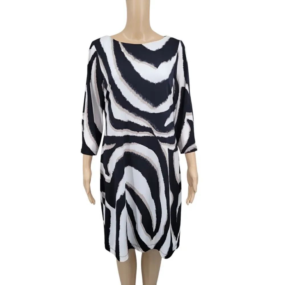 Chico's Zebra Insipred Print Cold Shoulder Sheath Dress Animal Print